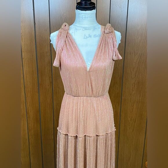 SABINA MUSÁYEV Helena Metallic Tiered Maxi Dress size L - Picture 4 of 11